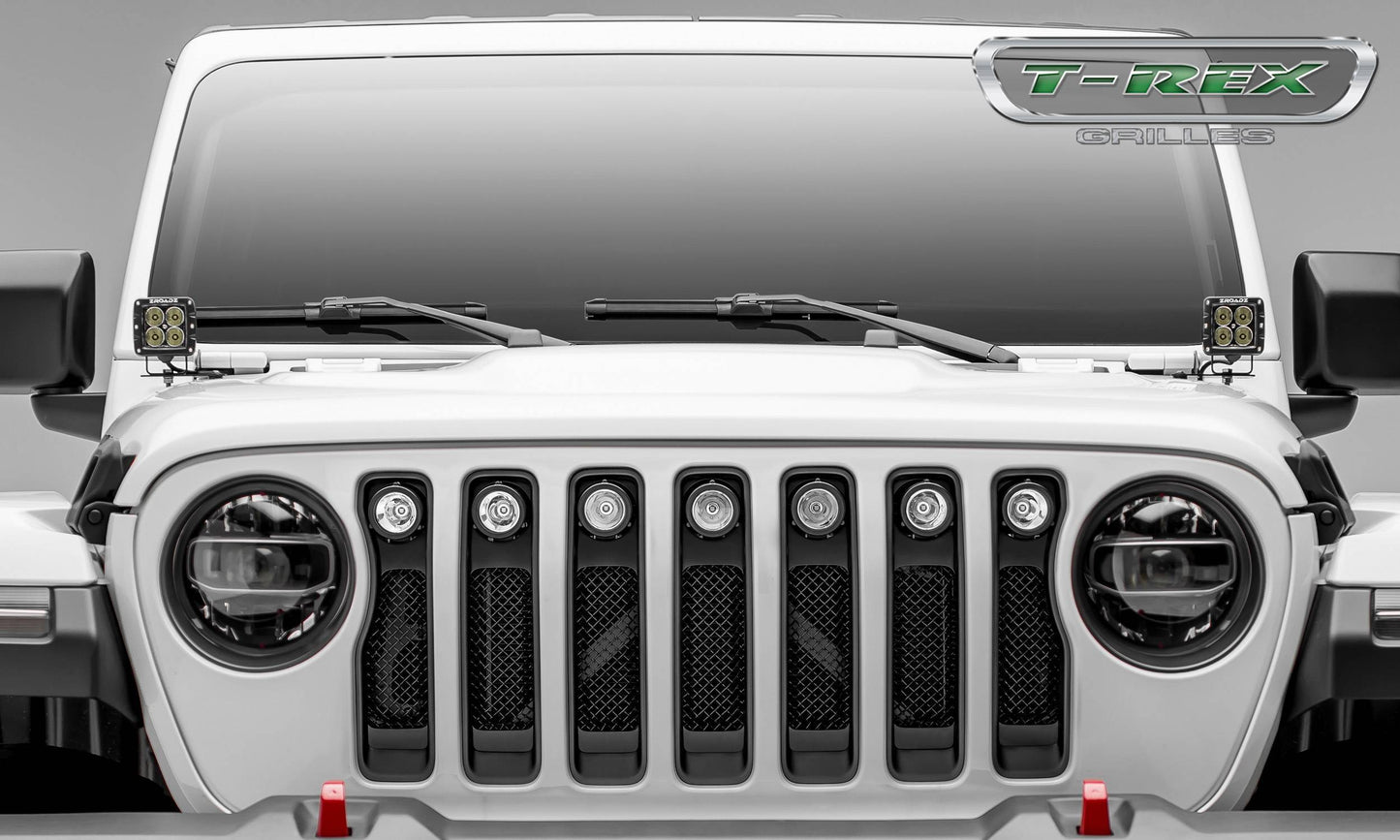 T-REX Grilles 6314941 Black Mild Steel Small Mesh Grille Fits 2020-2023 Jeep Gladiator Overland Gladiator Rubicon