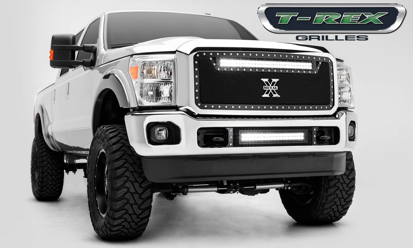 T-REX Grilles 6315461 Black Mild Steel Small Mesh Grille Fits 2011-2016 Ford F-250 F-350 F-450 F-550