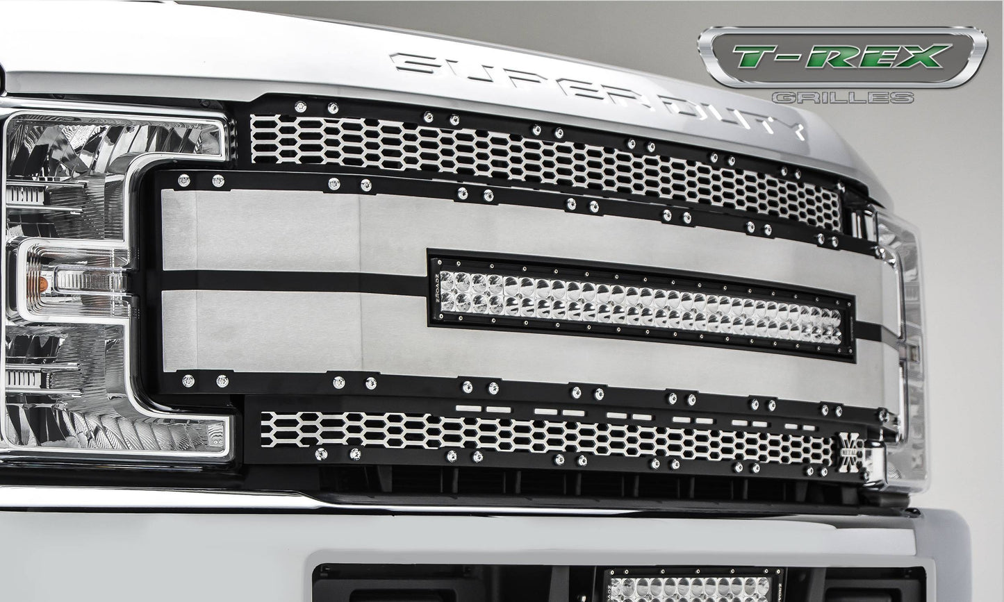 T-REX Grilles 6315485 Black Brushed Aluminum Laser Cut Pattern Grille Fits 2017-2019 Ford F-250 F-350 F-450 F-550