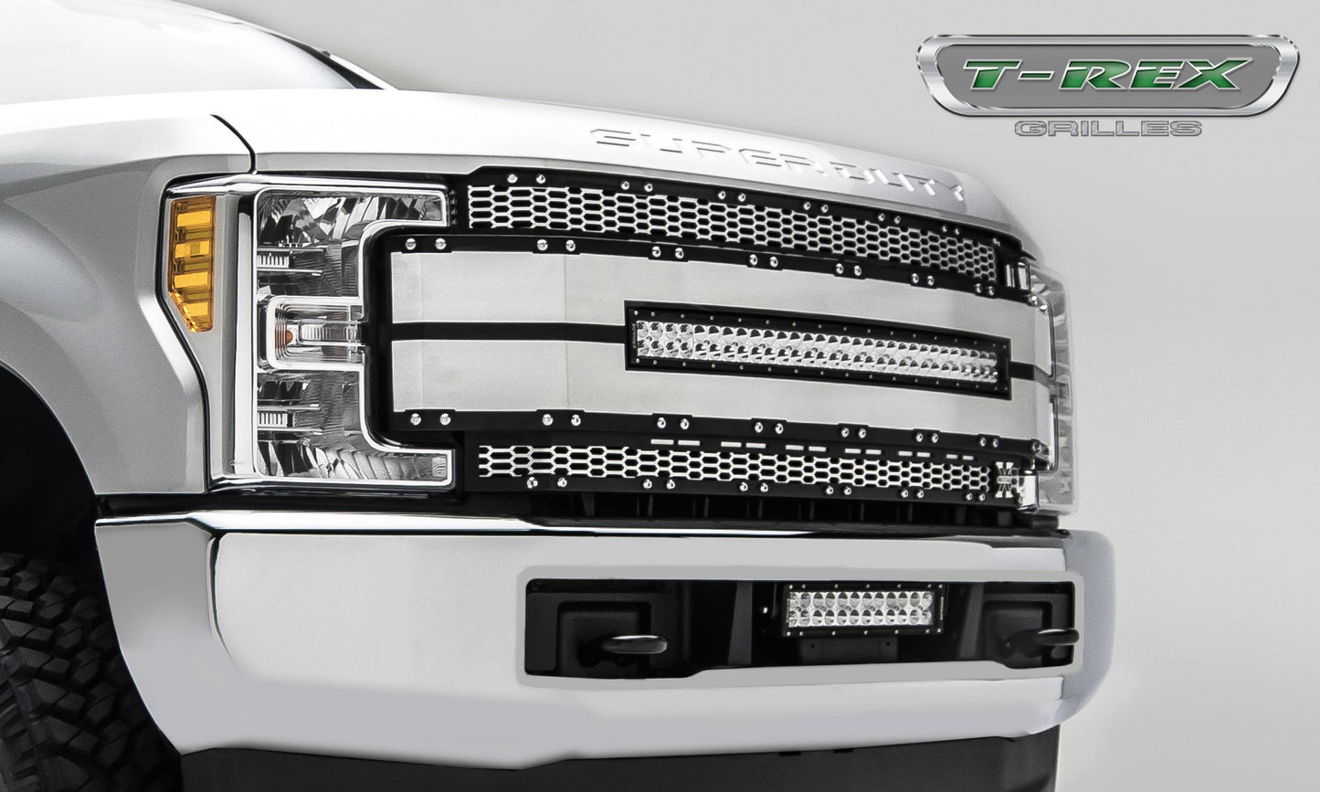 T-REX Grilles 6315485 Black Brushed Aluminum Laser Cut Pattern Grille Fits 2017-2019 Ford F-250 F-350 F-450 F-550