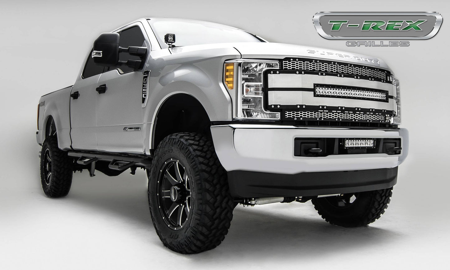 T-REX Grilles 6315485 Black Brushed Aluminum Laser Cut Pattern Grille Fits 2017-2019 Ford F-250 F-350 F-450 F-550