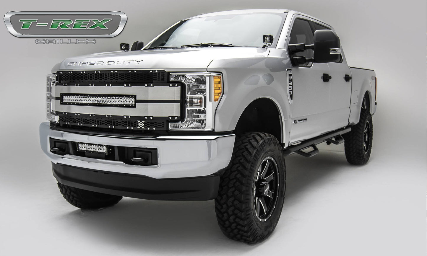 T-REX Grilles 6315493 Black Brushed Aluminum Laser Cut Pattern Grille Fits 2017-2019 Ford F-250 F-350 F-450 F-550