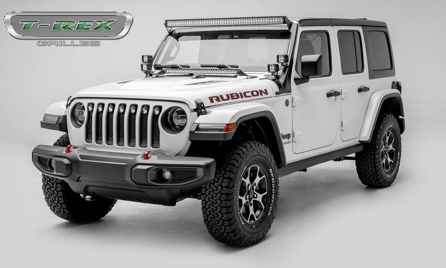 T-REX Grilles Z314931 Black Mild Steel Laser Cut Pattern Grille Fits 2020-2023 Jeep Gladiator Overland Gladiator Rubicon