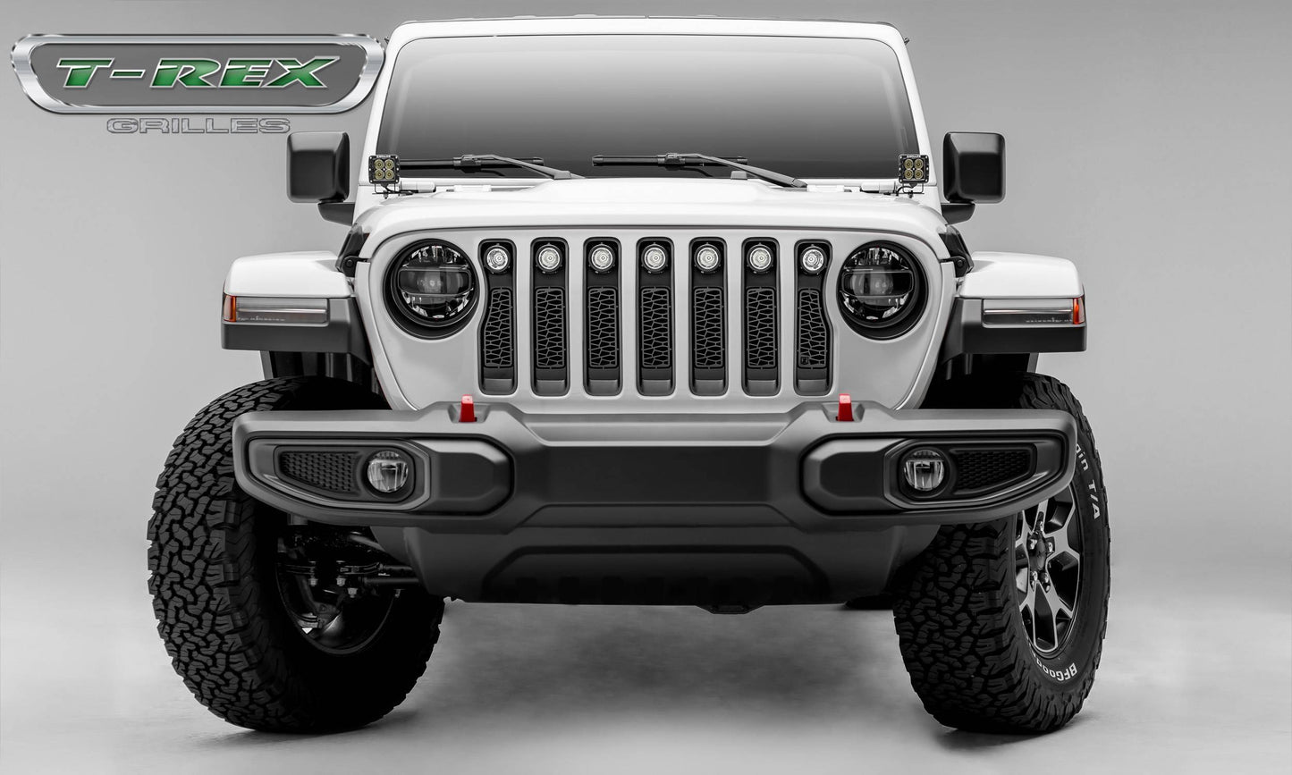 T-REX Grilles Z314931 Black Mild Steel Laser Cut Pattern Grille Fits 2020-2023 Jeep Gladiator Overland Gladiator Rubicon