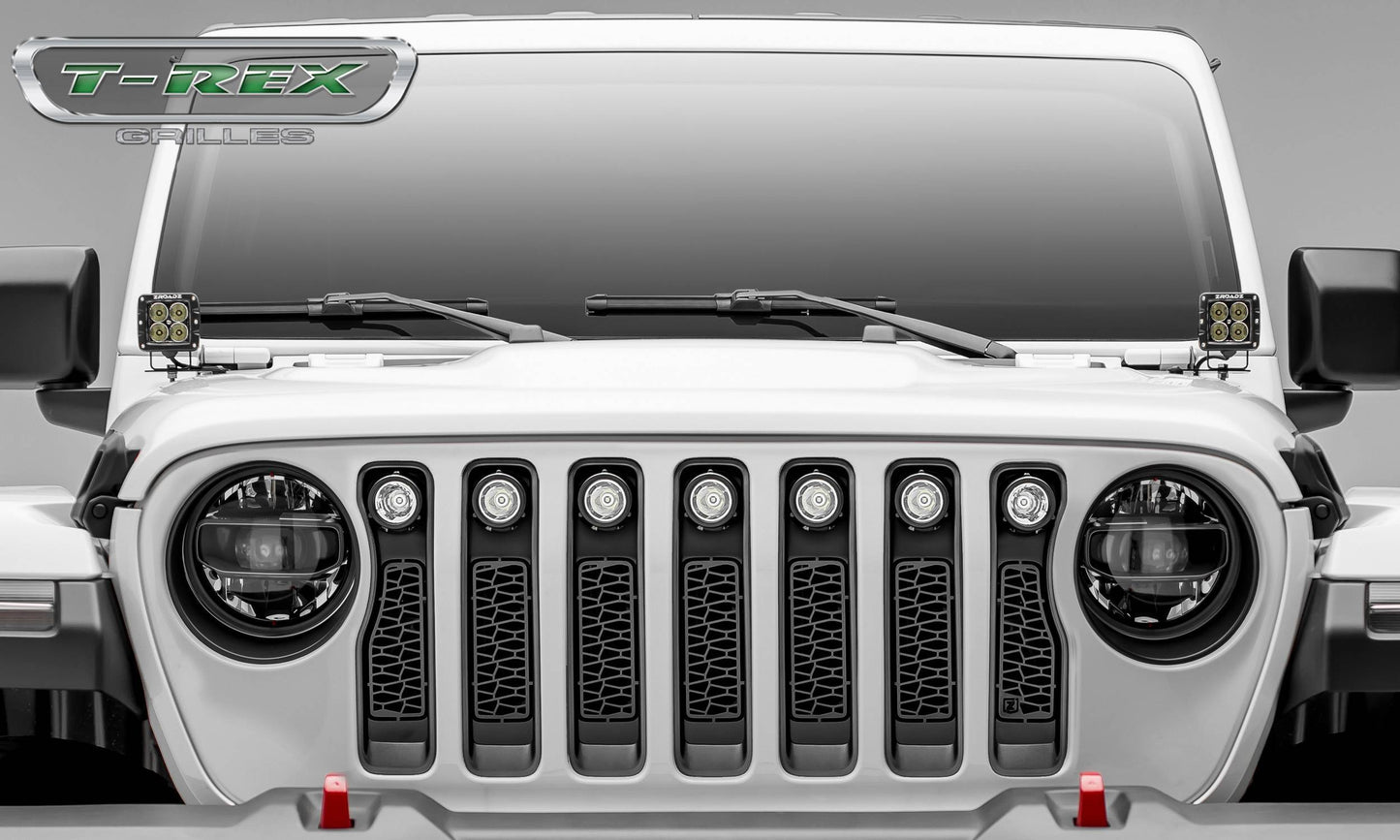 T-REX Grilles Z314931 Black Mild Steel Laser Cut Pattern Grille Fits 2020-2023 Jeep Gladiator Overland Gladiator Rubicon