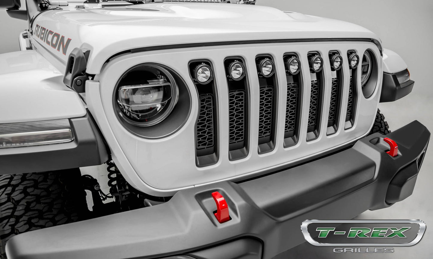 T-REX Grilles Z314931 Black Mild Steel Laser Cut Pattern Grille Fits 2020-2023 Jeep Gladiator Overland Gladiator Rubicon
