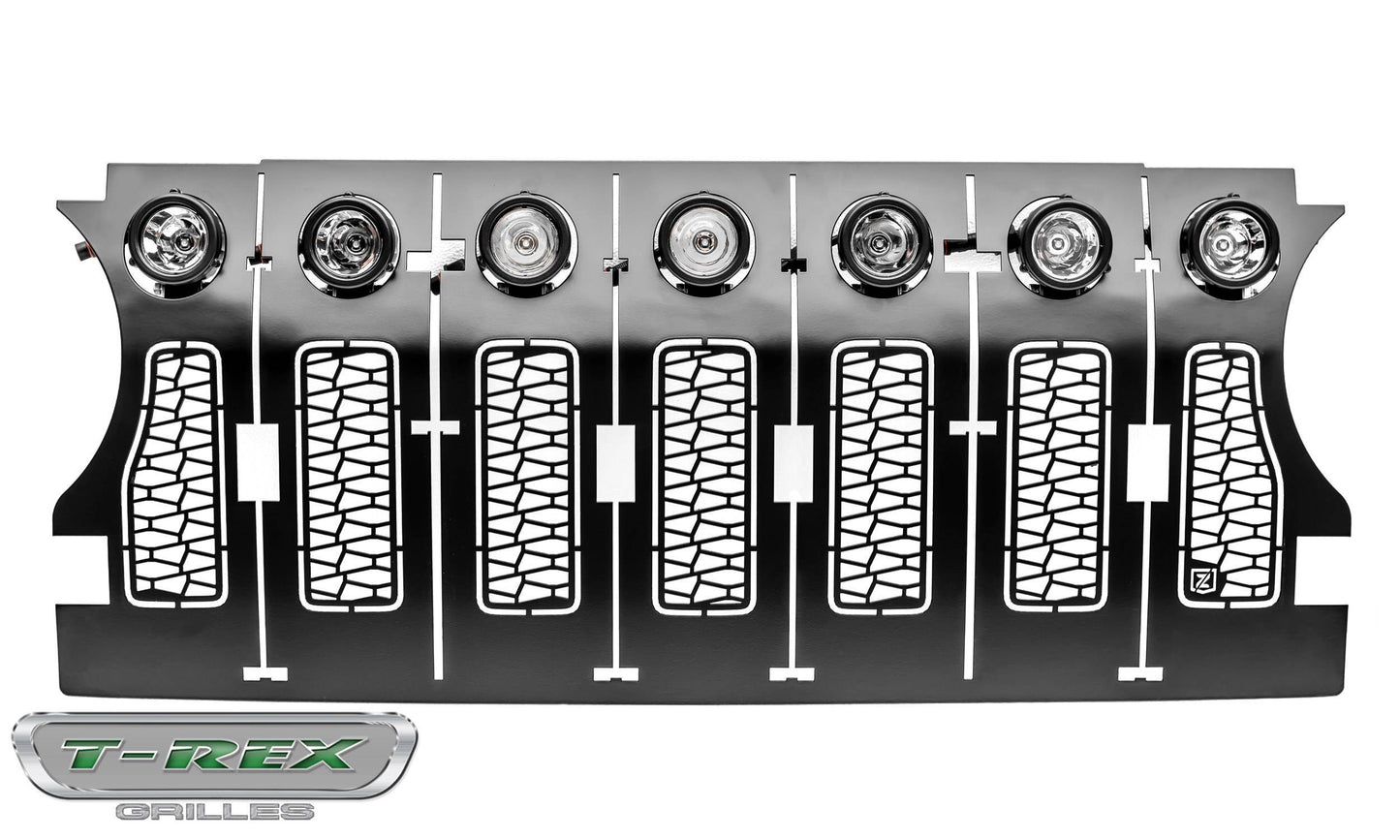 T-REX Grilles Z314931 Black Mild Steel Laser Cut Pattern Grille Fits 2020-2023 Jeep Gladiator Overland Gladiator Rubicon
