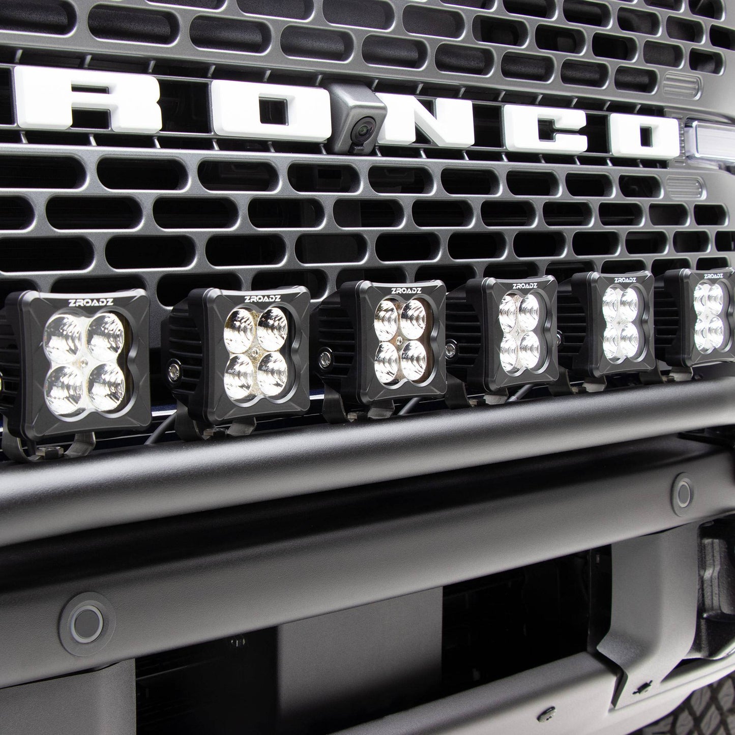 ZROADZ Z325431-KIT Black Mild Steel Front Bumper Top LED Kit Fits 2021-2023 Ford Bronco