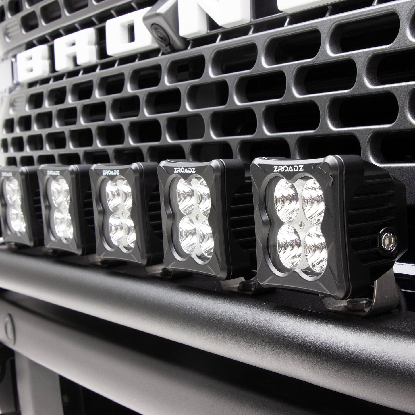 ZROADZ Z325431-KIT Black Mild Steel Front Bumper Top LED Kit Fits 2021-2023 Ford Bronco