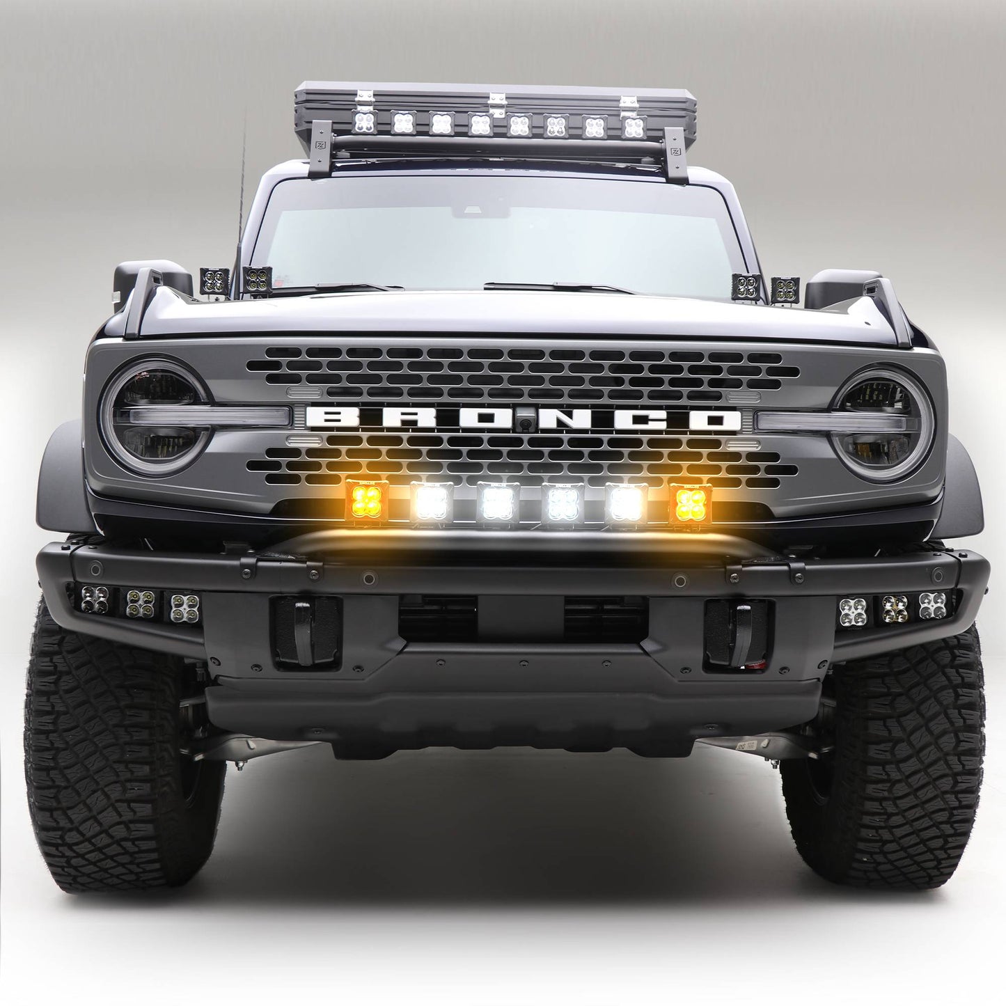 ZROADZ Z325431-KITAW Black Mild Steel Front Bumper Top LED Kit Fits 2021-2023 Ford Bronco
