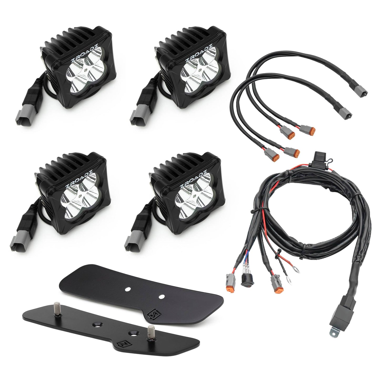 ZROADZ Z365401-KIT4AW Black Mild Steel A Pillar LED Kit Fits 2021-2023 Ford Bronco