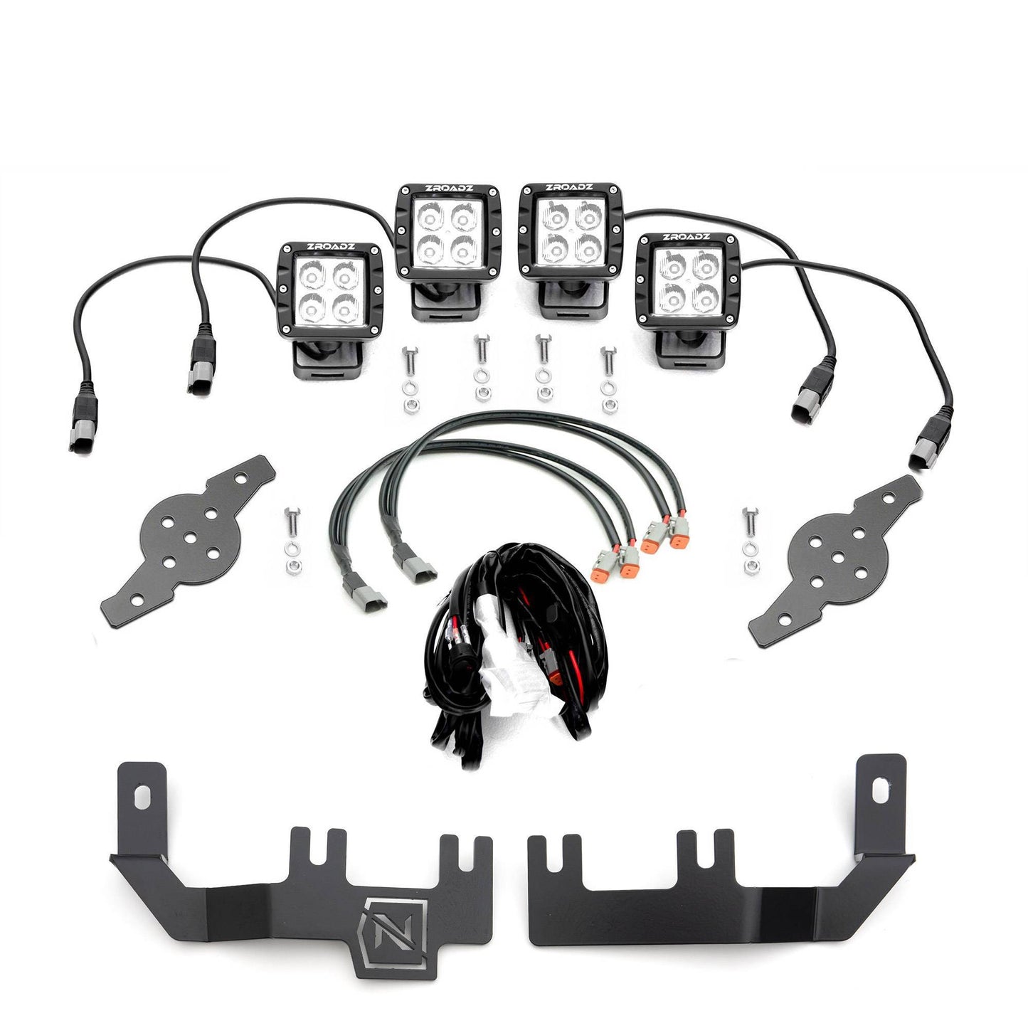 ZROADZ Z362671-KIT4 Black Mild Steel Hood Hinge LED Kit Fits 2015-2020 Chevrolet Colorado