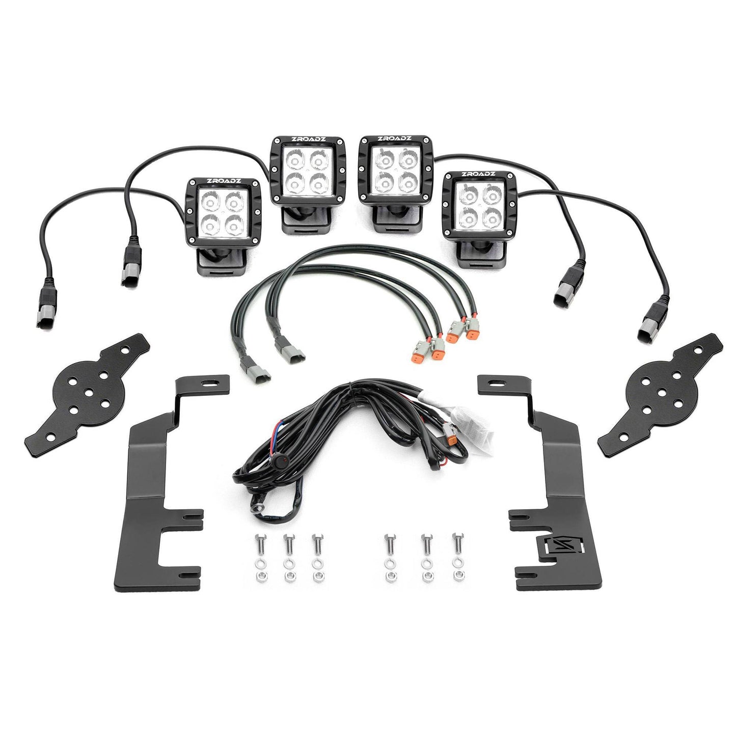 ZROADZ Z362081-KIT4 Black Mild Steel Hood Hinge LED Kit Fits 2014-2018 Chevrolet Silverado 1500