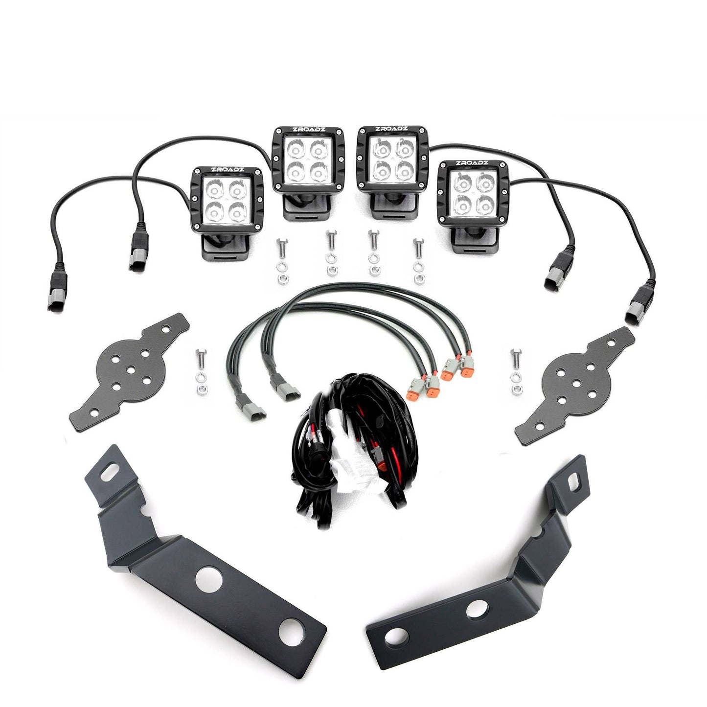 ZROADZ Z362051-KIT4 Black Mild Steel Hood Hinge LED Kit Fits 2007-2013 Chevrolet Silverado 1500