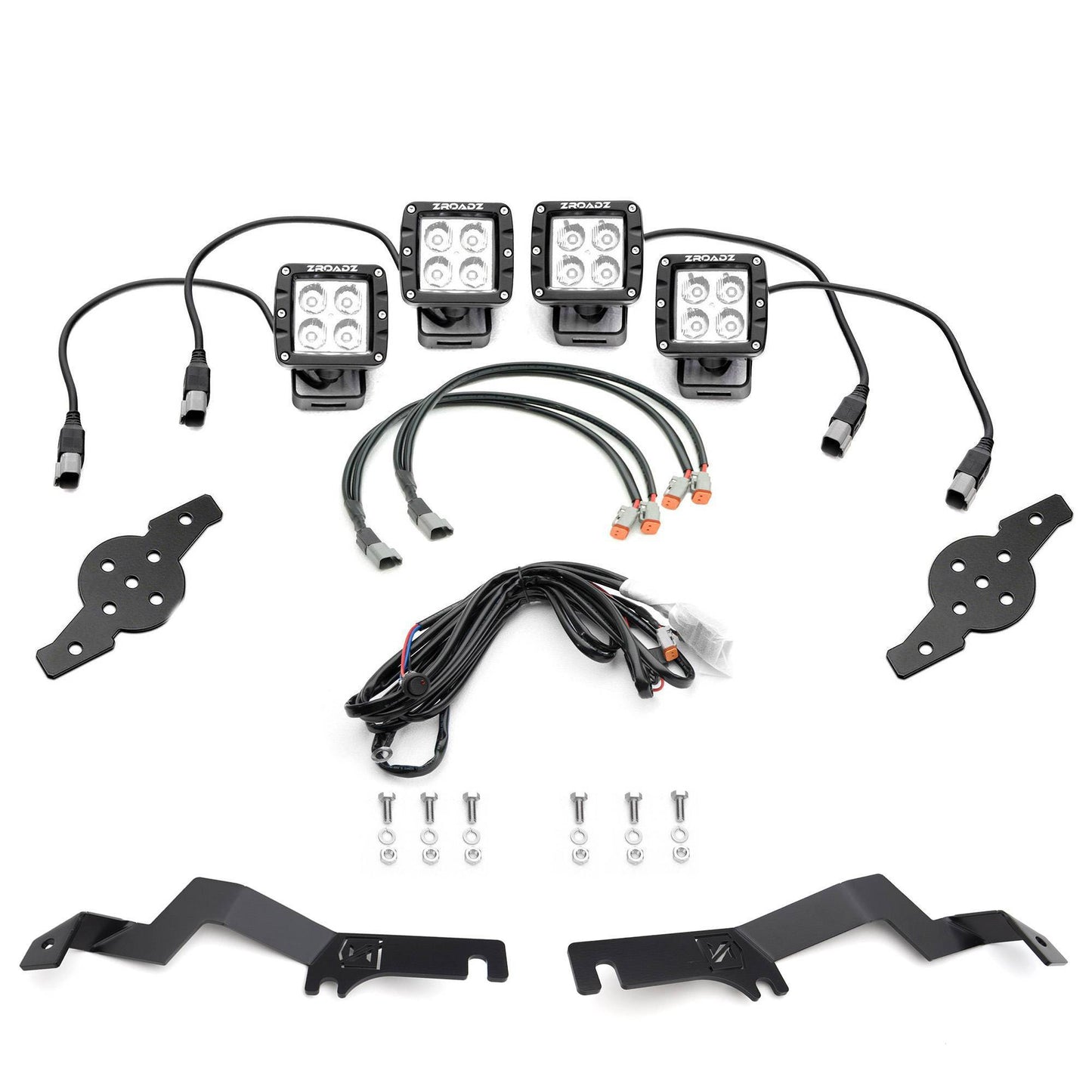 ZROADZ Z365731-KIT4 Black Mild Steel Hood Hinge LED Kit Fits 2015-2017 Ford F-150