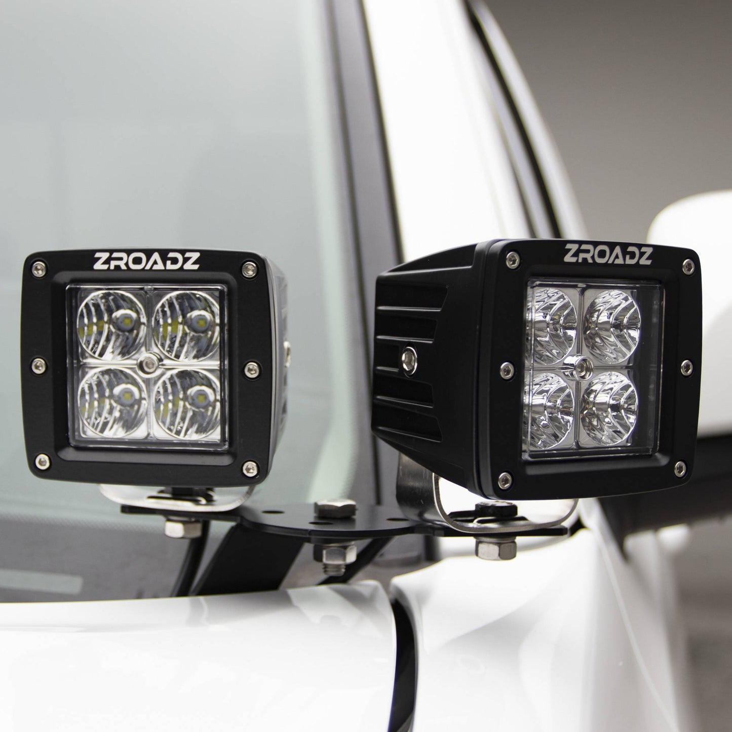 ZROADZ Z365631-KIT4 Black Mild Steel Hood Hinge LED Kit Fits 2008-2010 Ford F-250 F-350 F-450 F-550