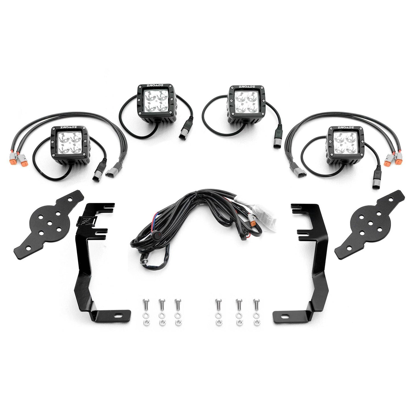 ZROADZ Z367581-KIT4 Black Mild Steel Hood Hinge LED Kit Fits 2016-2019 Nissan Titan