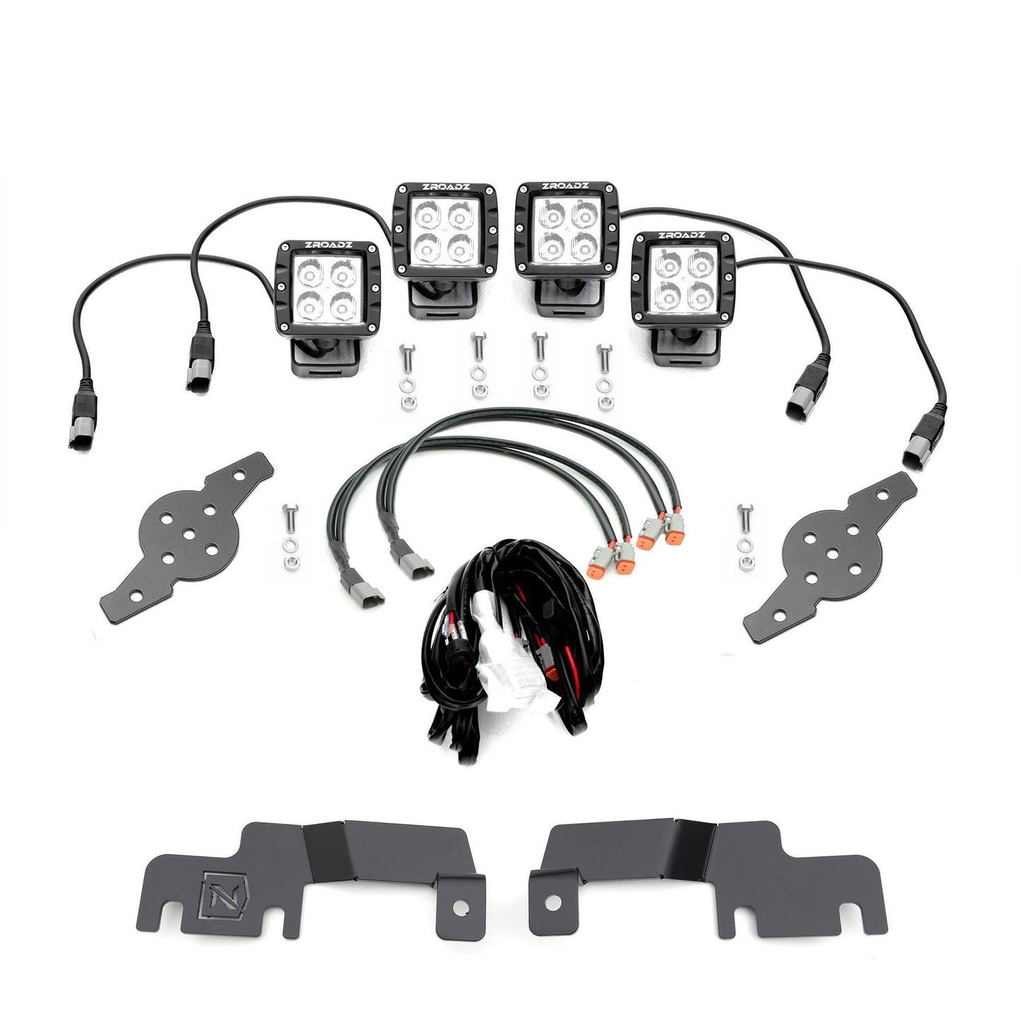 ZROADZ Z369381-KIT4 Black Mild Steel Hood Hinge LED Kit Fits 2005-2015 Toyota Tacoma