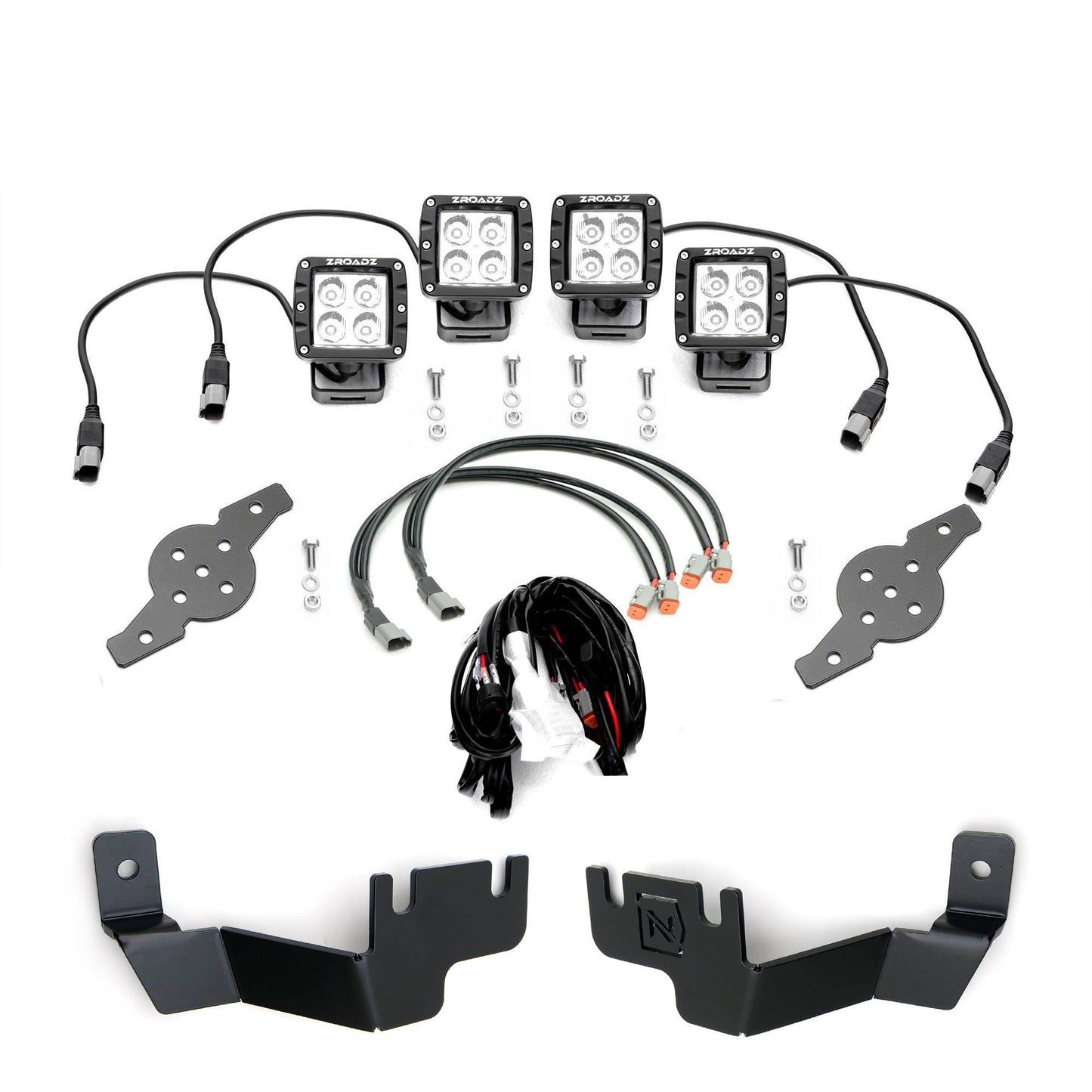ZROADZ Z369641-KIT4 Black Mild Steel Hood Hinge LED Kit Fits 2014-2021 Toyota Tundra