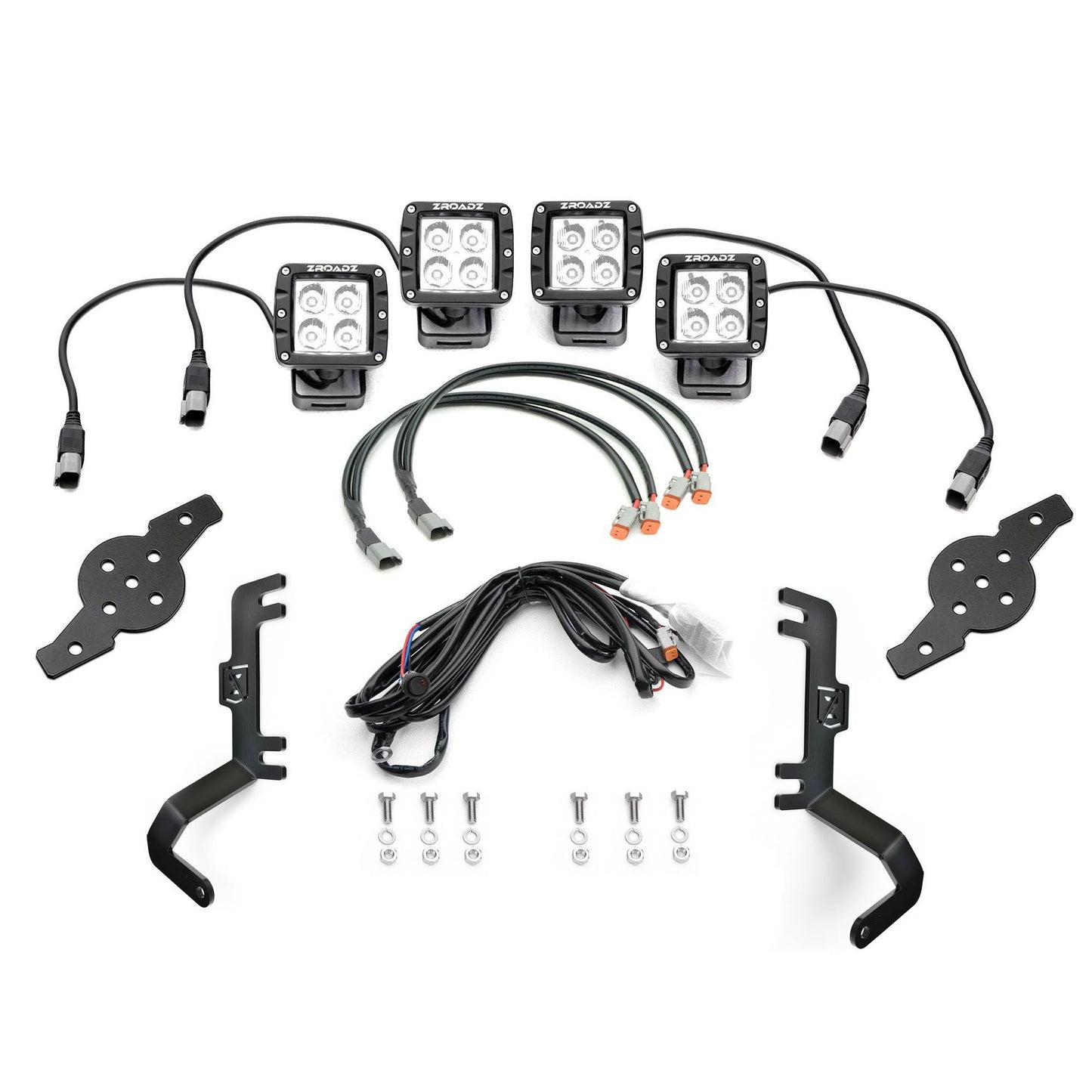 ZROADZ Z362281-KIT4 Black Mild Steel Hood Hinge LED Kit Fits 2019-2022 GMC Sierra 1500