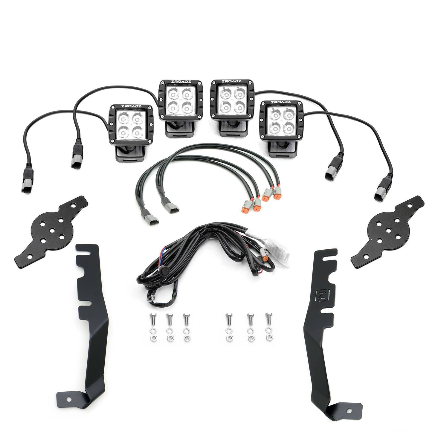 ZROADZ Z364721-KIT4 Black Mild Steel Hood Hinge LED Kit Fits 2019-2023 Ram 1500