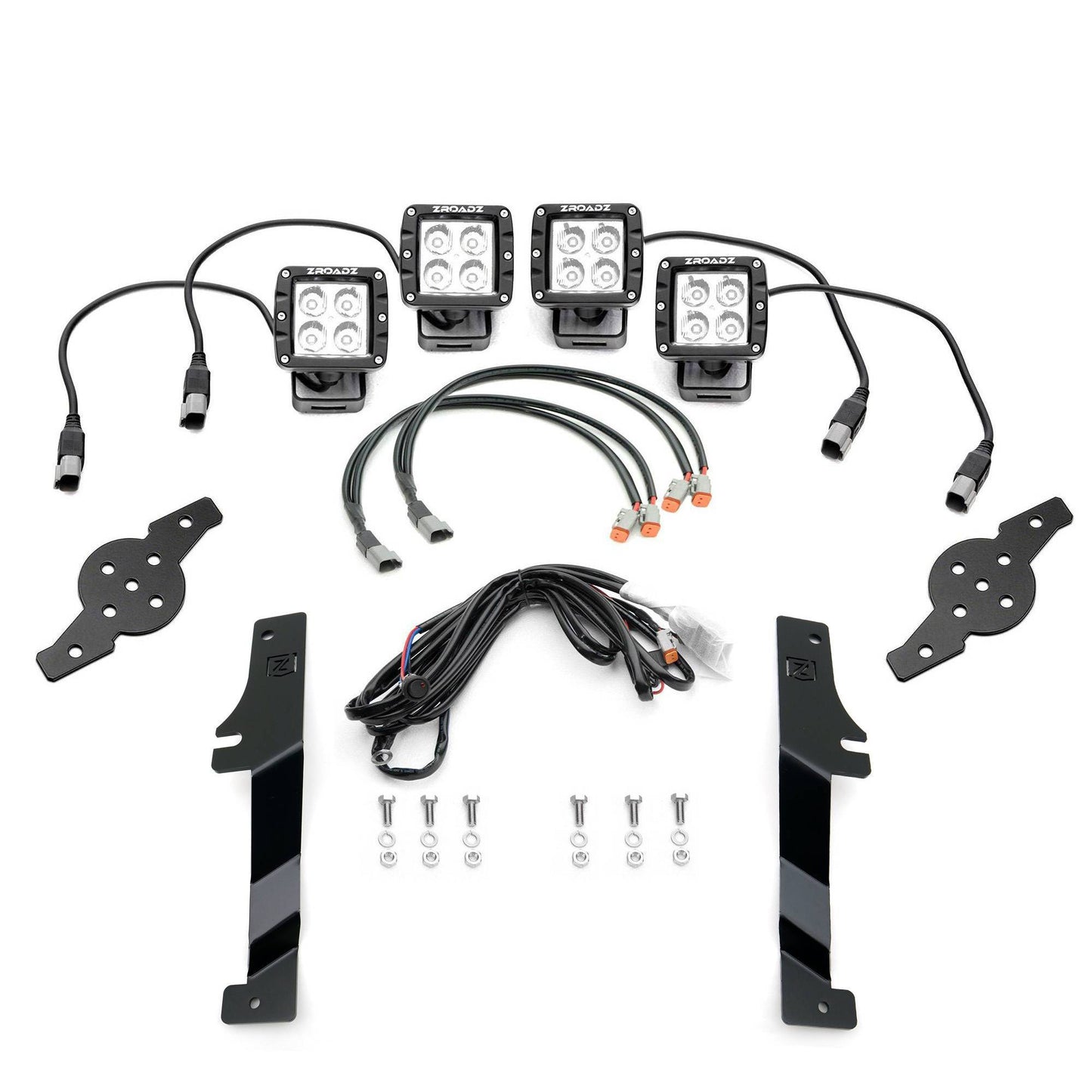 ZROADZ Z365701-KIT4 Black Mild Steel Hood Hinge LED Kit Fits 2017-2020 Ford F-150 Raptor