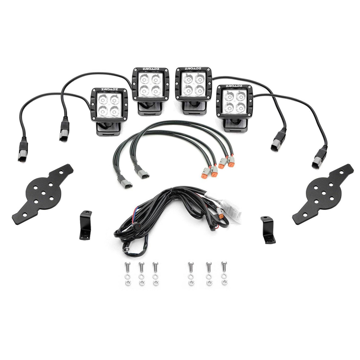ZROADZ Z365711-KIT4 Black Mild Steel Hood Hinge LED Kit Fits 2018-2023 Ford F-150