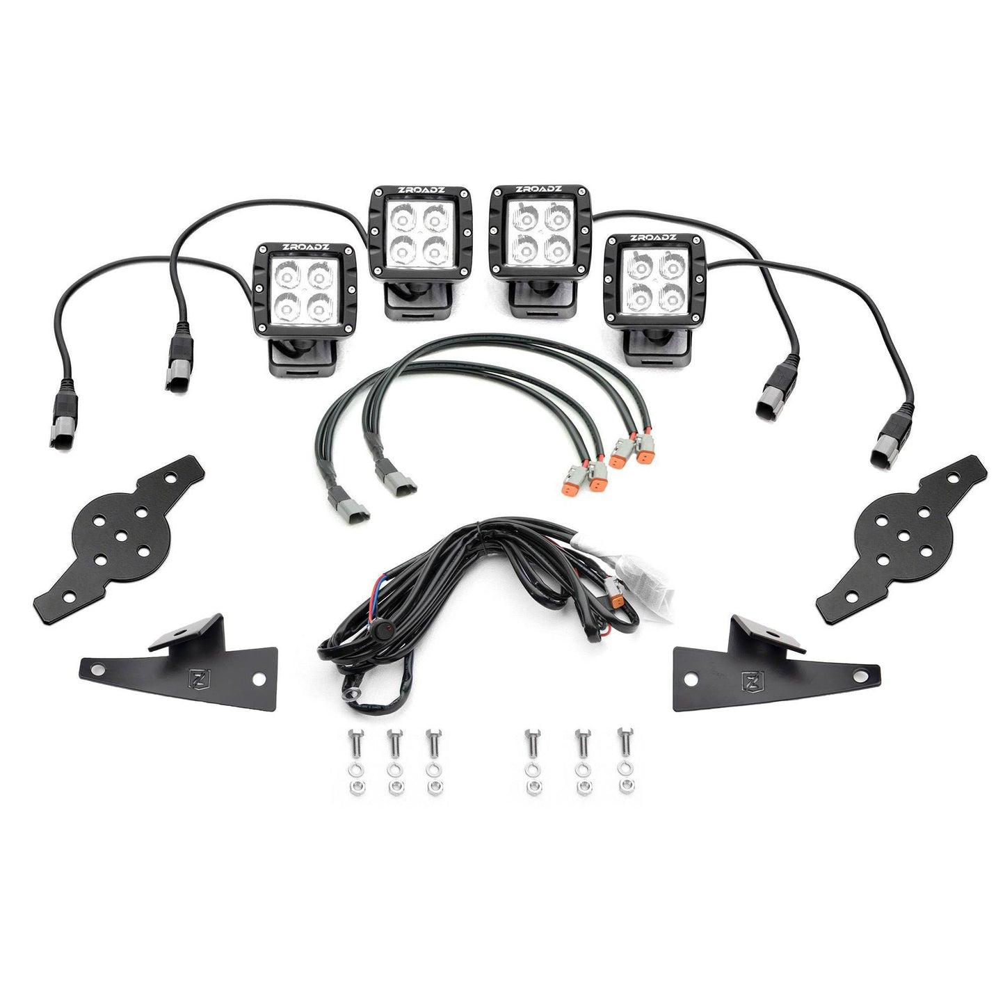 ZROADZ Z365751-KIT4 Black Mild Steel Hood Hinge LED Kit Fits 2015-2018 Ford Transit