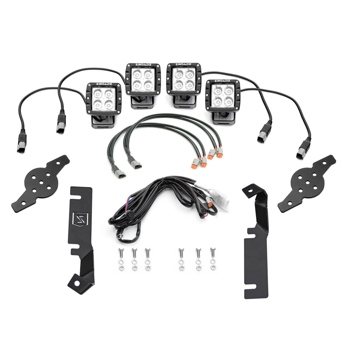 ZROADZ Z366641-KIT4 Black Mild Steel Hood Hinge LED Kit Fits 2016-2017 Ford Explorer