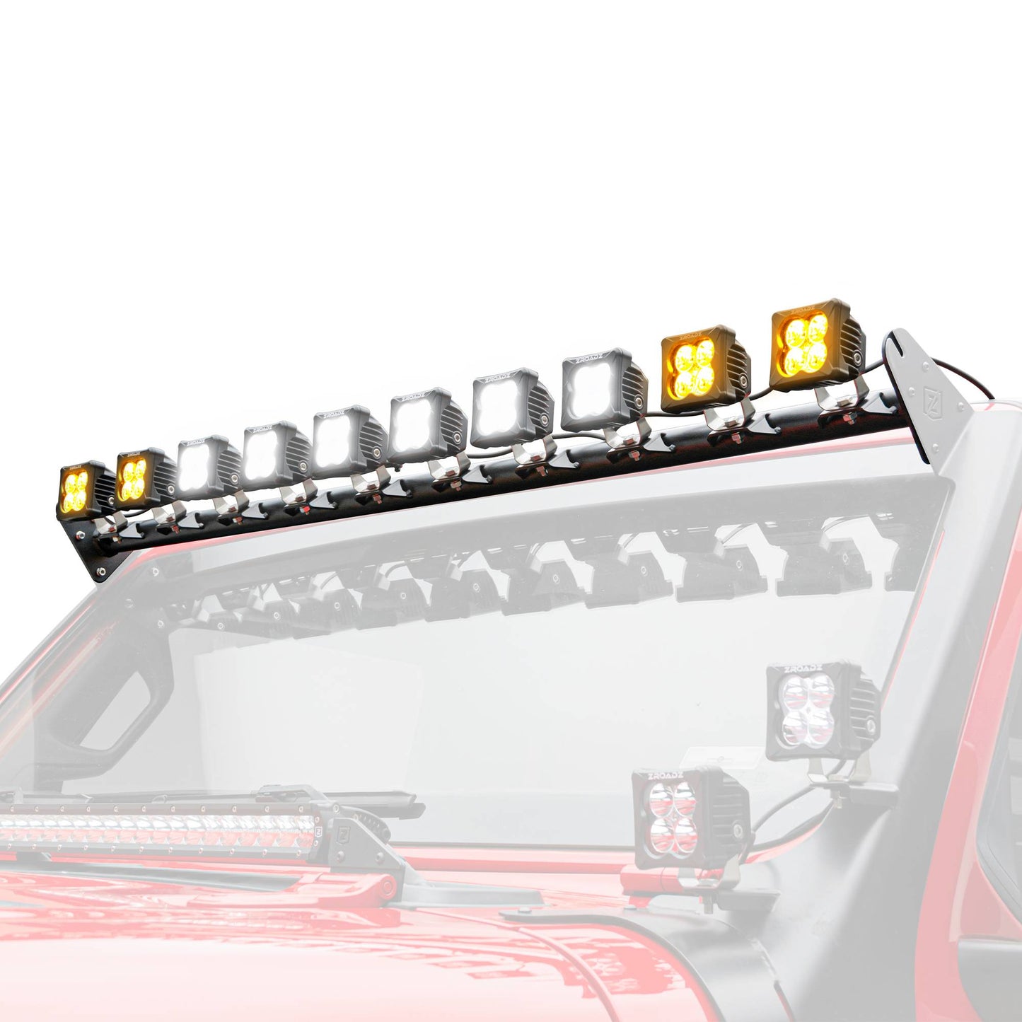 ZROADZ Z934831-KITAW Black Mild Steel Front Roof LED Kit Fits 2019-2023 Jeep Gladiator