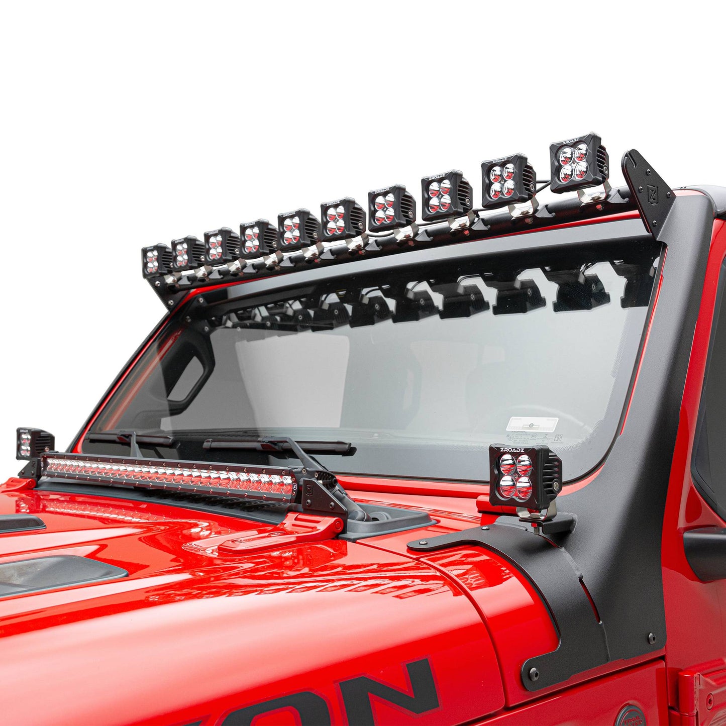 ZROADZ Z934931-KIT2AW Black Mild Steel Front Roof LED Kit Fits 2019-2023 Jeep Gladiator