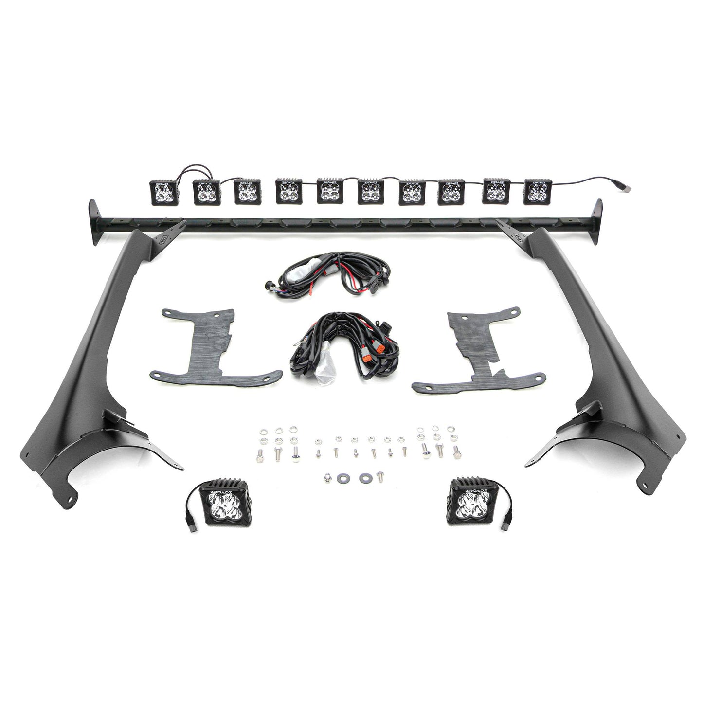 ZROADZ Z934931-KIT2AW Black Mild Steel Front Roof LED Kit Fits 2019-2023 Jeep Gladiator