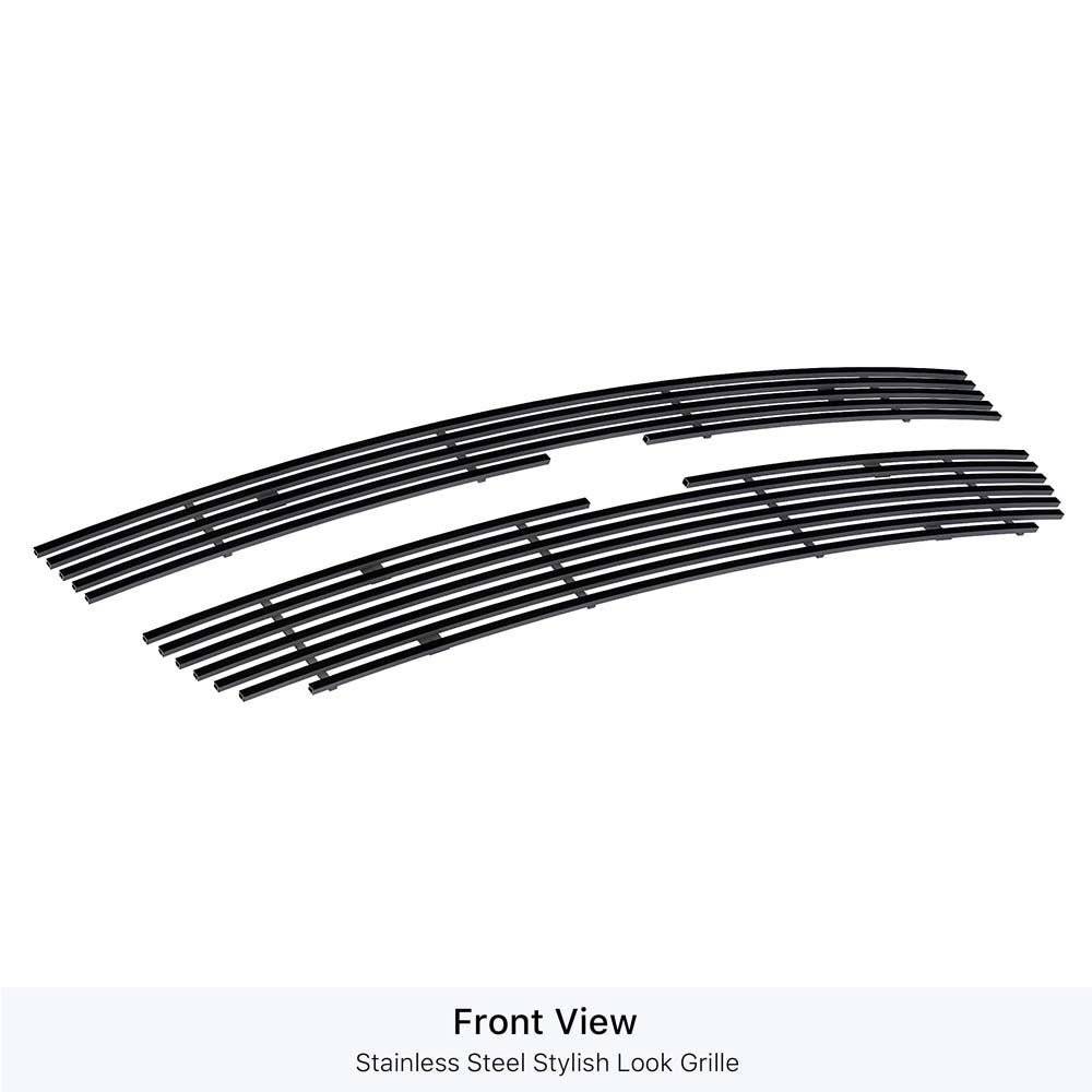 APS GR03FEC06J Main Upper Black Stainless Steel Billet Grille Fits 2006-2007 Chevy Silverado 1500