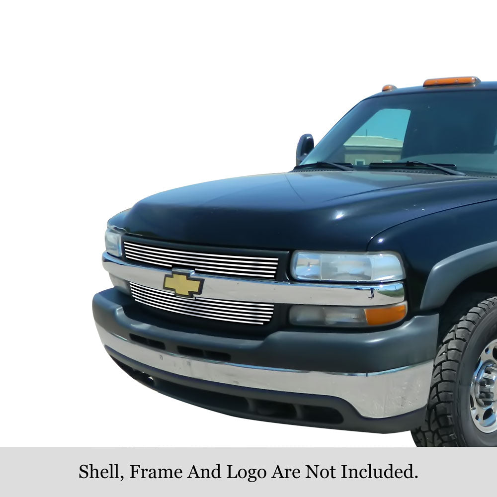 APS GR03FEG02S Main Upper Stainless Steel Billet Grille Fits 2001-2002 Chevy Silverado 2500