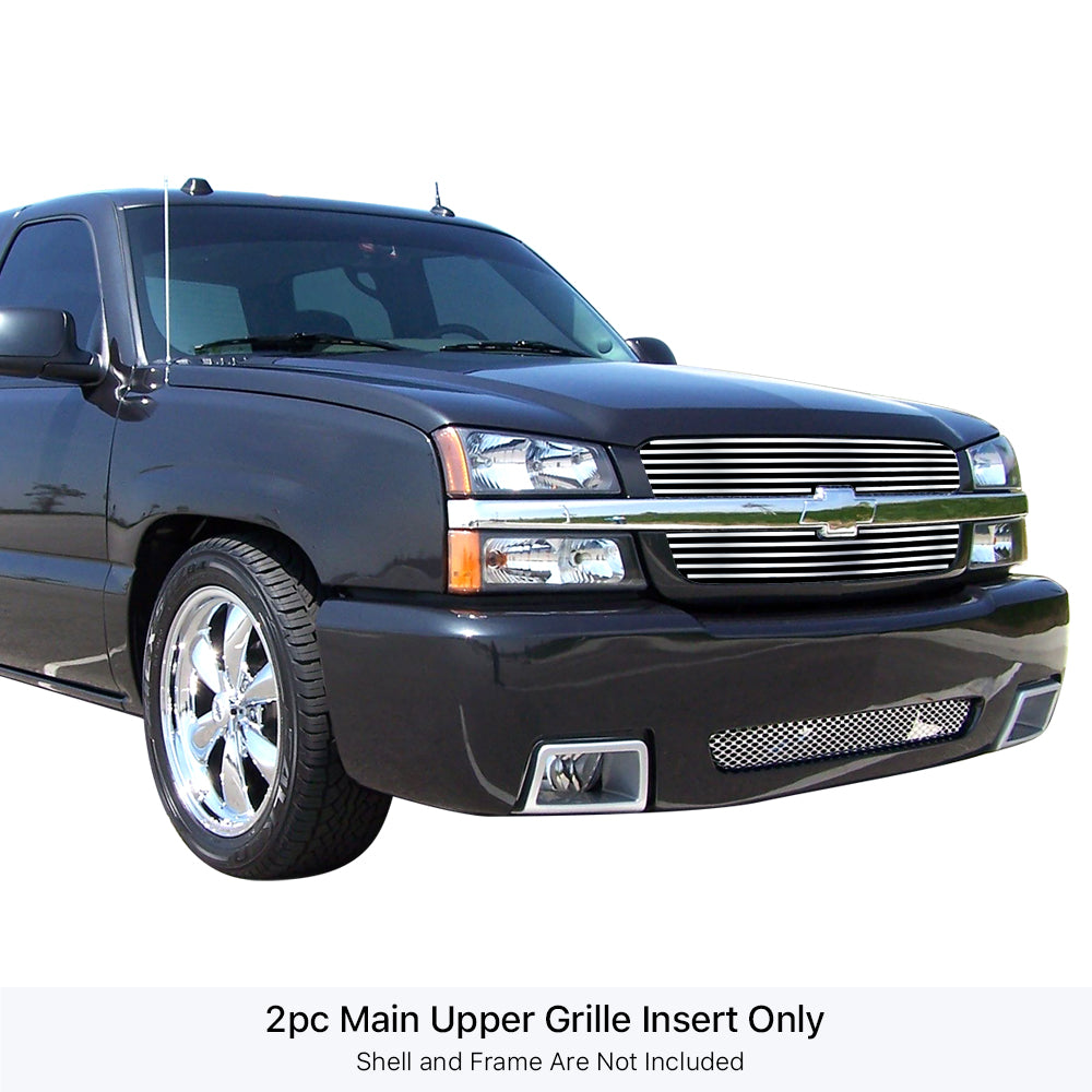 APS GR03FEG17S Main Upper Stainless Steel Billet Grille Fits 2002-2006 Chevy Avalanche