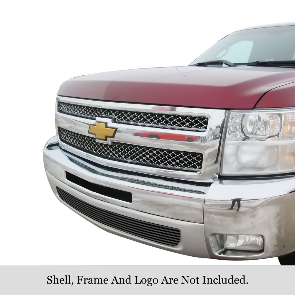 APS GR03FEG67J Lower Bumper Black Stainless Steel Billet Grille Fits 2007-2013 Chevy Silverado 1500