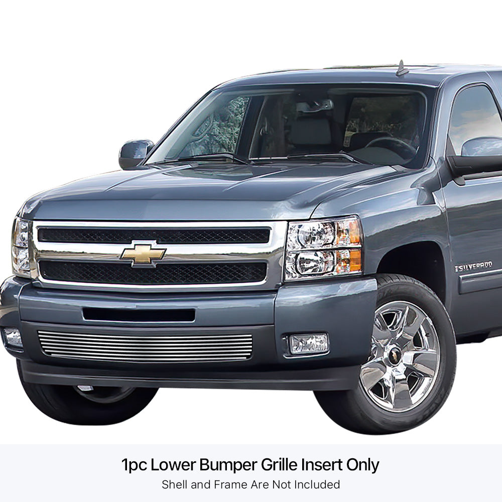 APS GR03FEG67S Lower Bumper Stainless Steel Billet Grille Fits 2007-2013 Chevy Silverado 1500