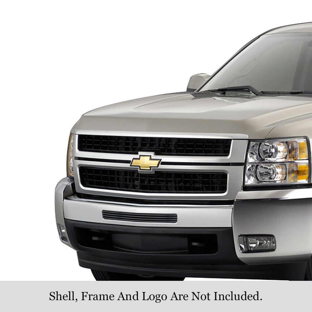 APS GR03FEG75J Top Bumper Black Stainless Steel Billet Grille Fits 2007-2013 Chevy Silverado 1500