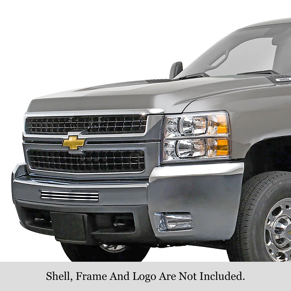 APS GR03FEG75S Top Bumper Stainless Steel Billet Grille Fits 2007-2010 Chevy Silverado 2500 HD