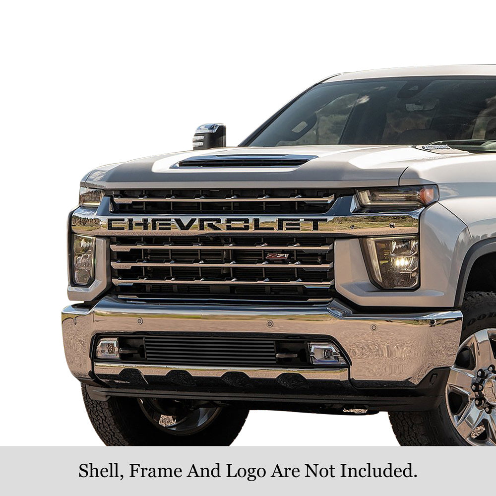 APS GR03FEJ14J Lower Bumper Black Stainless Steel Billet Grille Fits 2020-2023 Chevy Silverado 2500