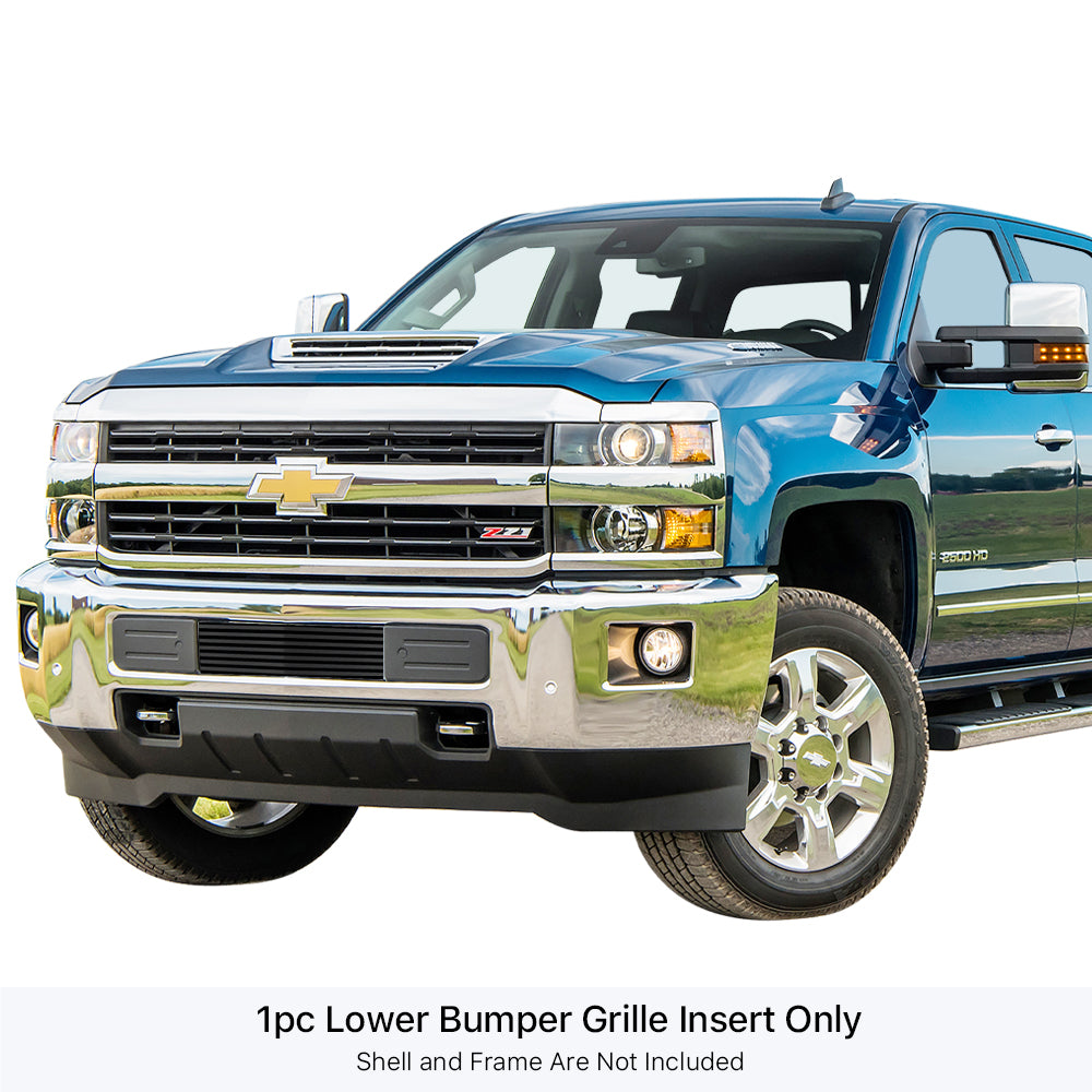 APS GR03FFC19J Lower Bumper Black Stainless Steel Billet Grille Fits 2015-2019 Chevy Silverado 2500 HD