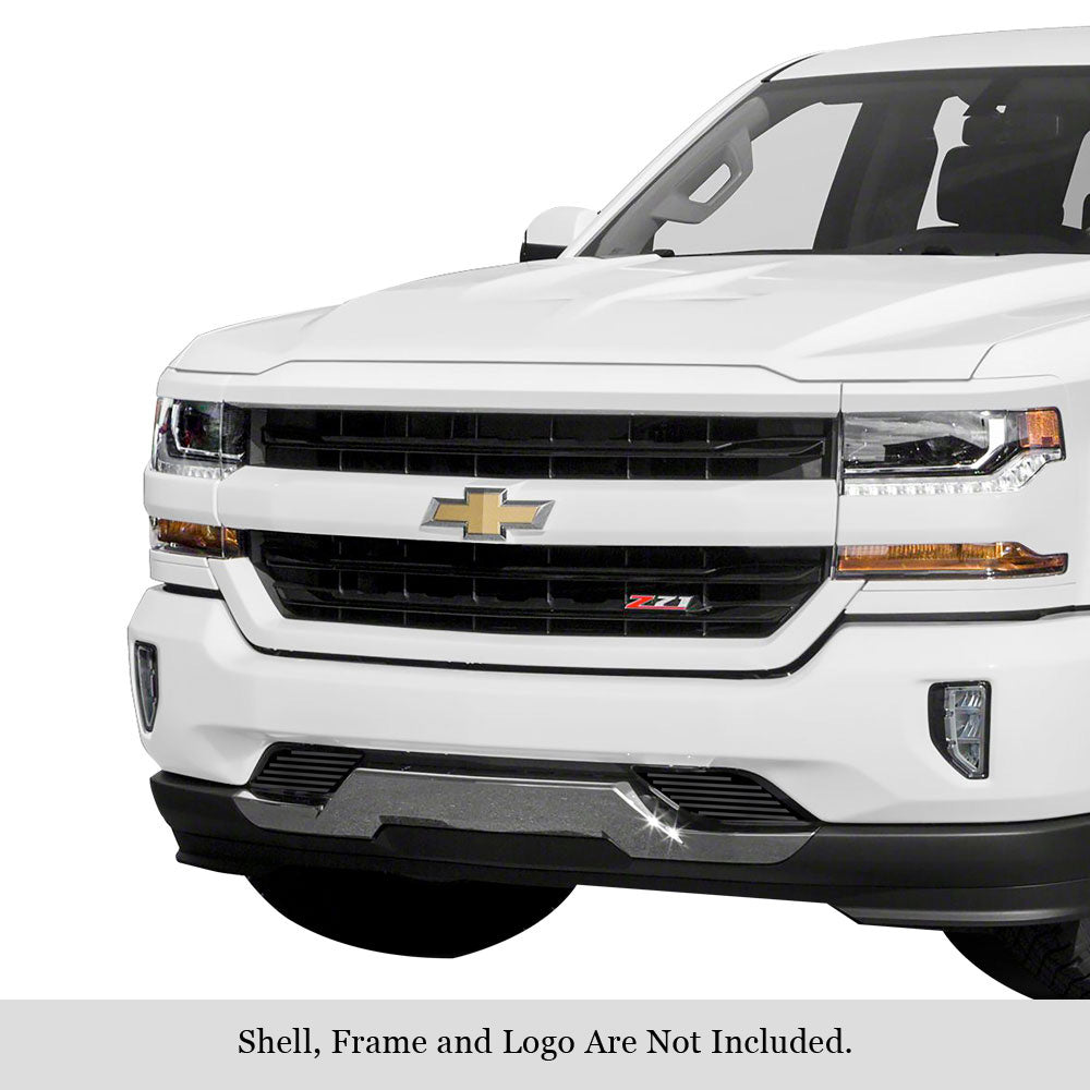 APS GR03FFC23J Lower Bumper Black Stainless Steel Billet Grille Fits 2016-2018 Chevy Silverado 1500