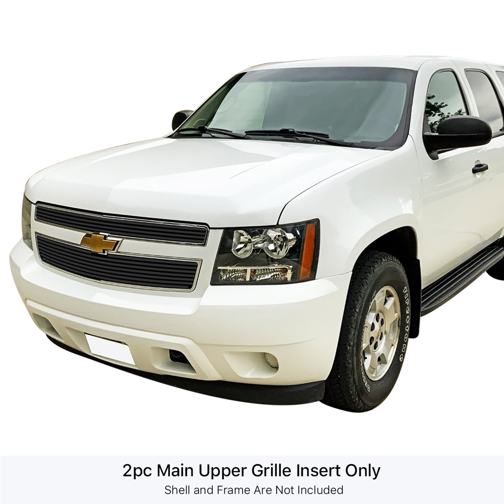 APS GR03FFD51J Main Upper Black Stainless Steel Billet Grille Fits 2007-2014 Chevy Avalanche