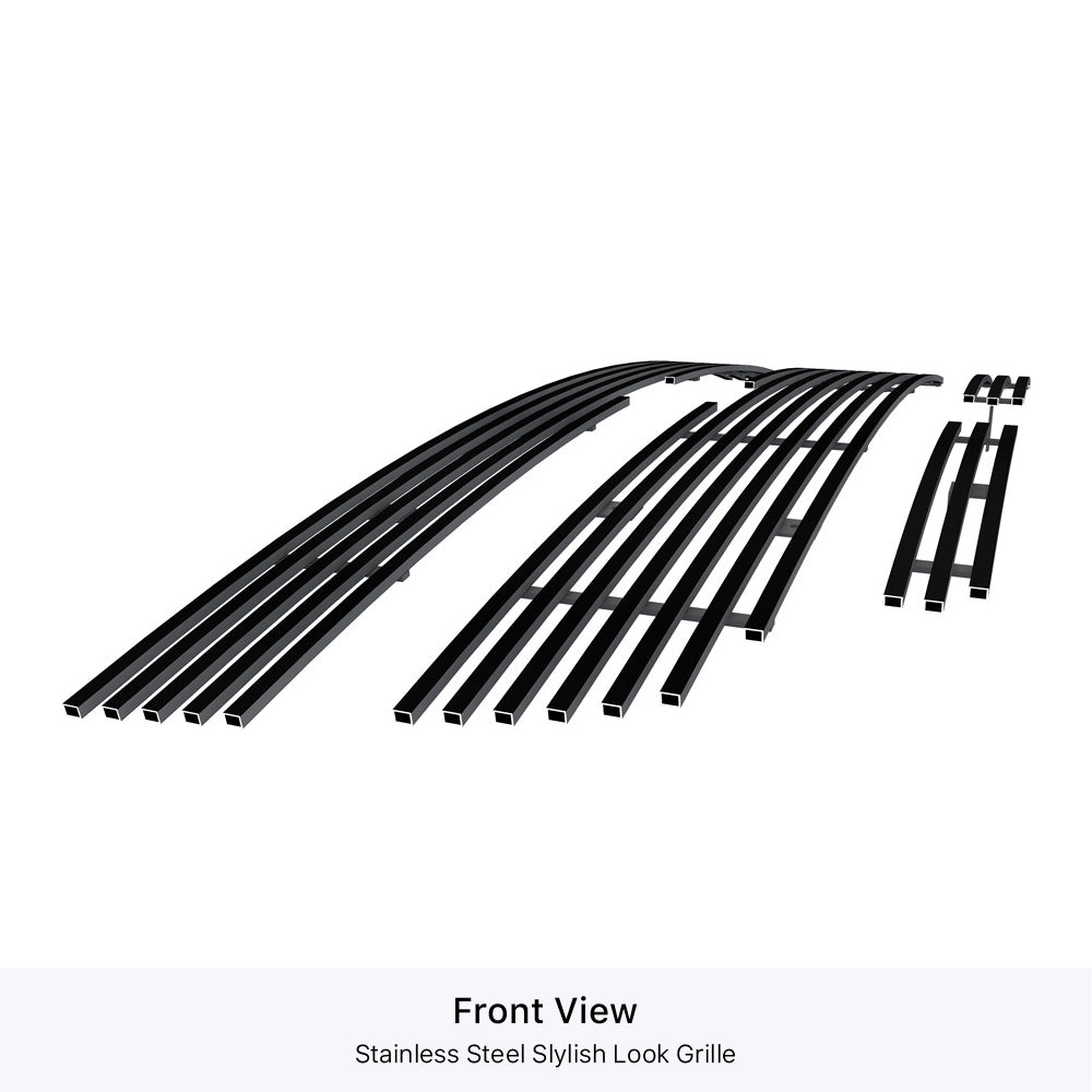 APS GR03FGF73J Main Upper & Top Bumper Black Stainless Steel Billet Grille Fits 2006-2007 Chevy Silverado 1500