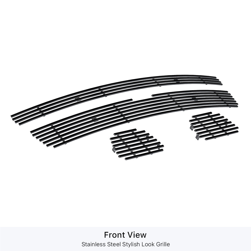 APS GR03FGI19J Main Upper & Tow Hook Black Stainless Steel Billet Grille Fits 2007-2014 Chevy Avalanche