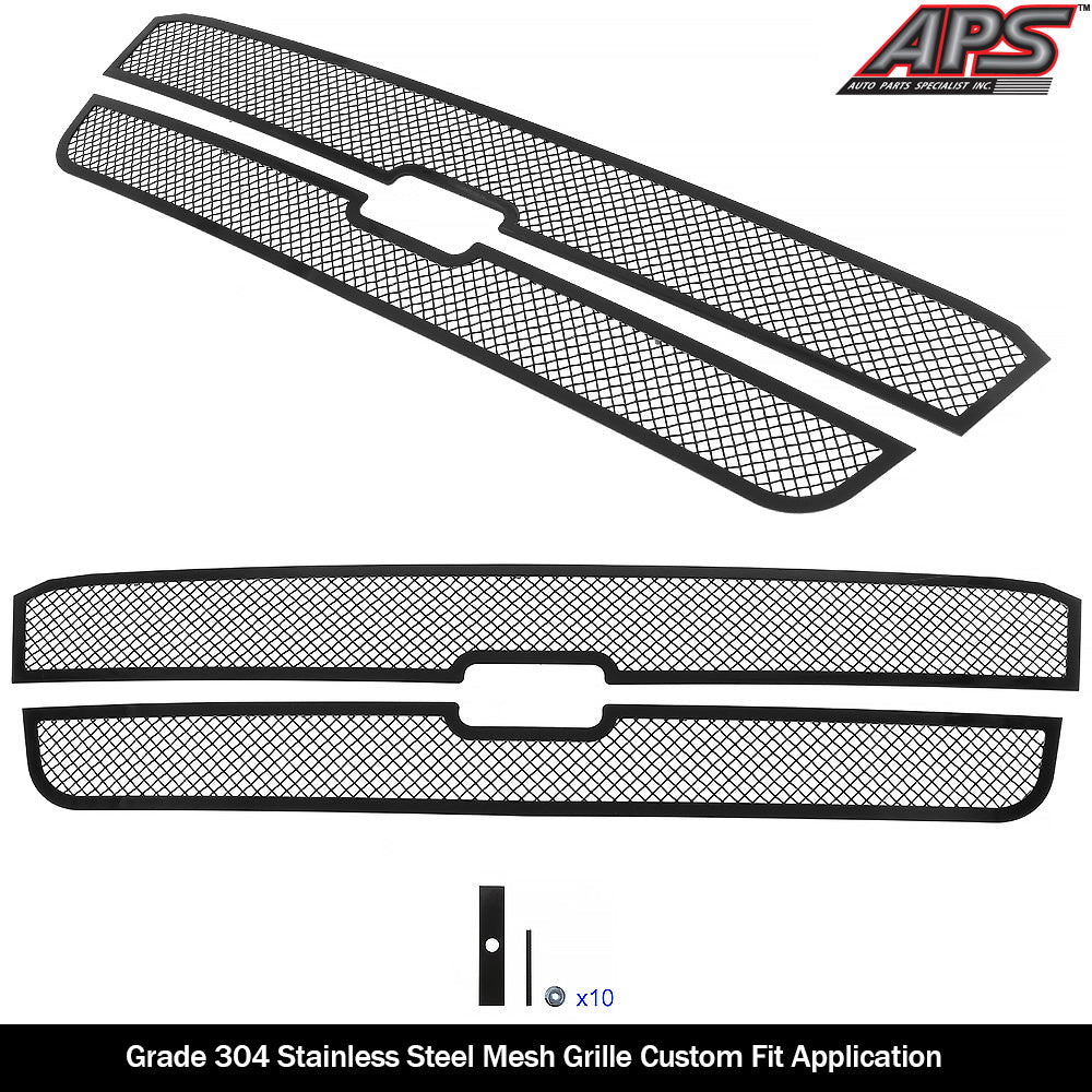 APS GR03GEG17H Main Upper Black Wire Mesh Grille Fits 2002-2006 Chevy Avalanche