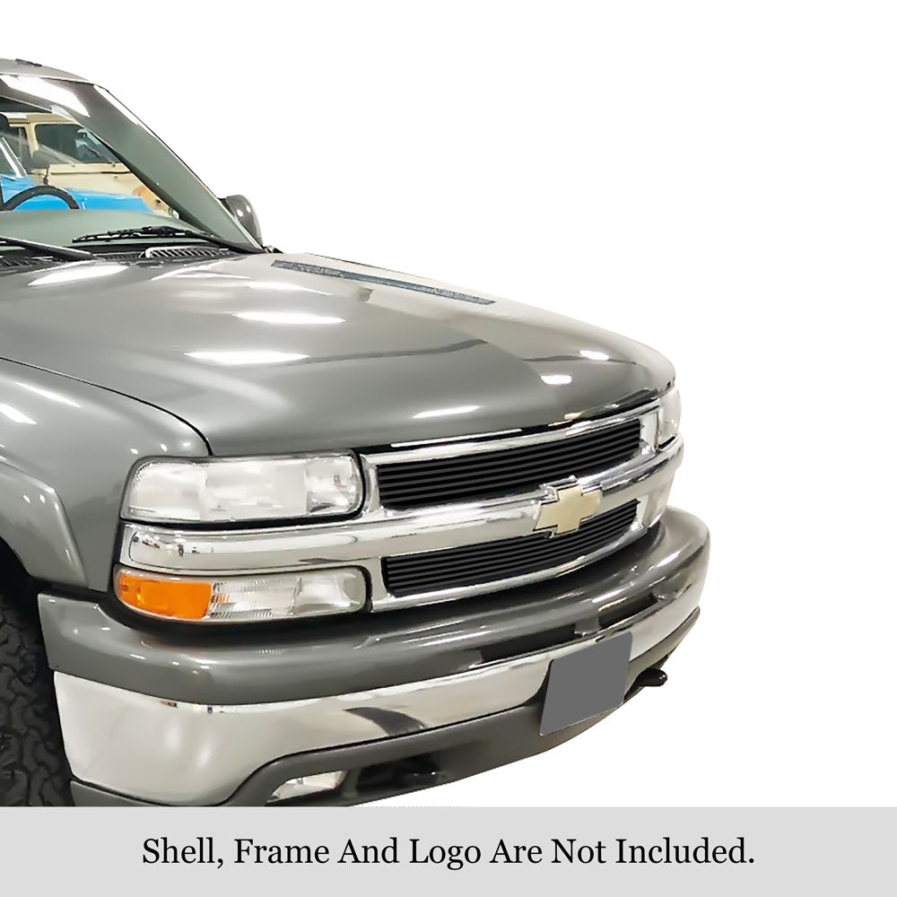 APS GR03HEC26J Main Upper Black Stainless Steel Billet Grille Fits 2001-2002 Chevy Silverado 2500