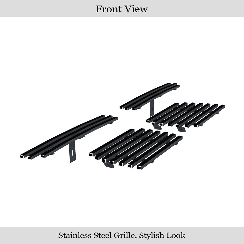APS GR03HGI44J Top Bumper & Tow Hook Black Stainless Steel Billet Grille Fits 2003-2006 Chevy Silverado 1500