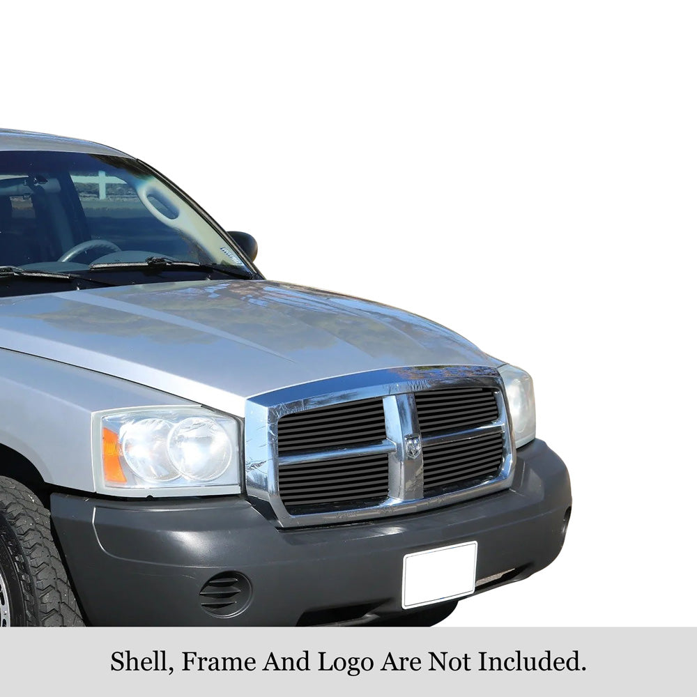 APS GR04FFD71J Main Upper Black Stainless Steel Billet Grille Fits 2005-2007 Dodge Dakota
