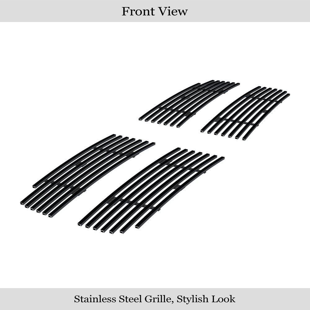 APS GR04FFD71J Main Upper Black Stainless Steel Billet Grille Fits 2005-2007 Dodge Dakota